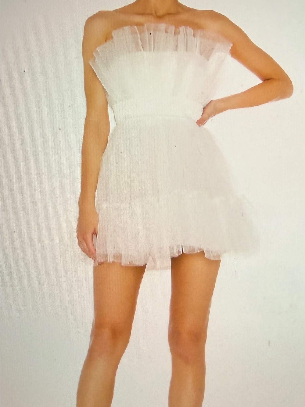 Katie May Strapless White Tulle Mini Dress Size Medium (Tulle is Unstitched)
